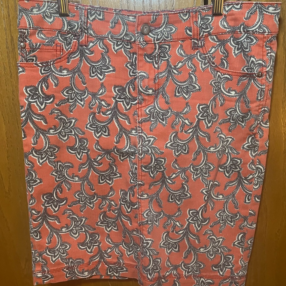 Pilcro and the Letterpress Coral and Black Paisley Trousers